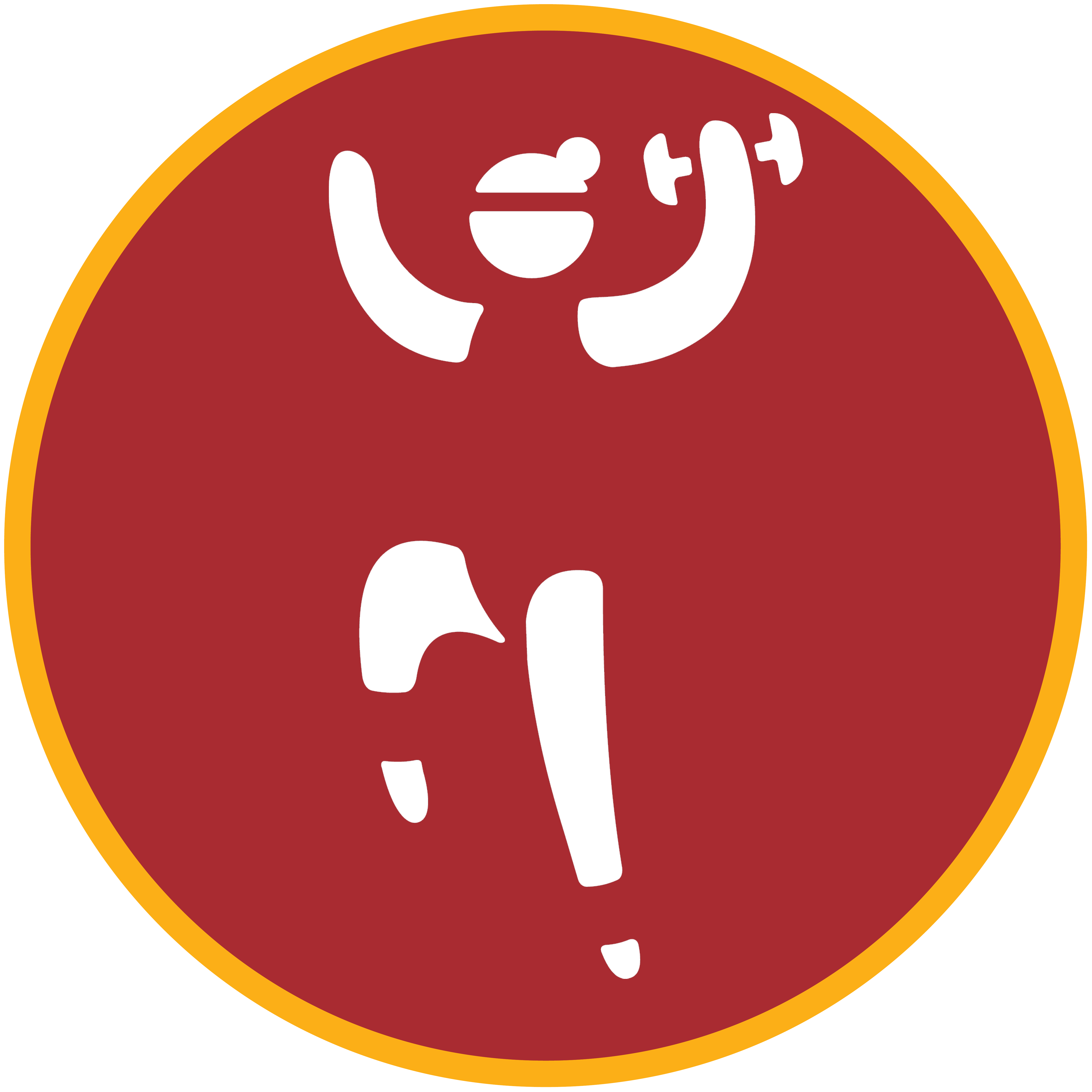 cartoon holding a weight with a red background