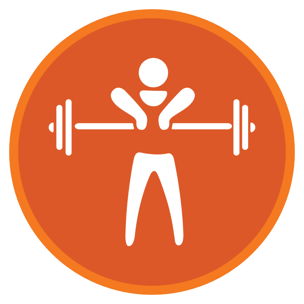 Cartoon of a person lifting a large barbell on an orange background