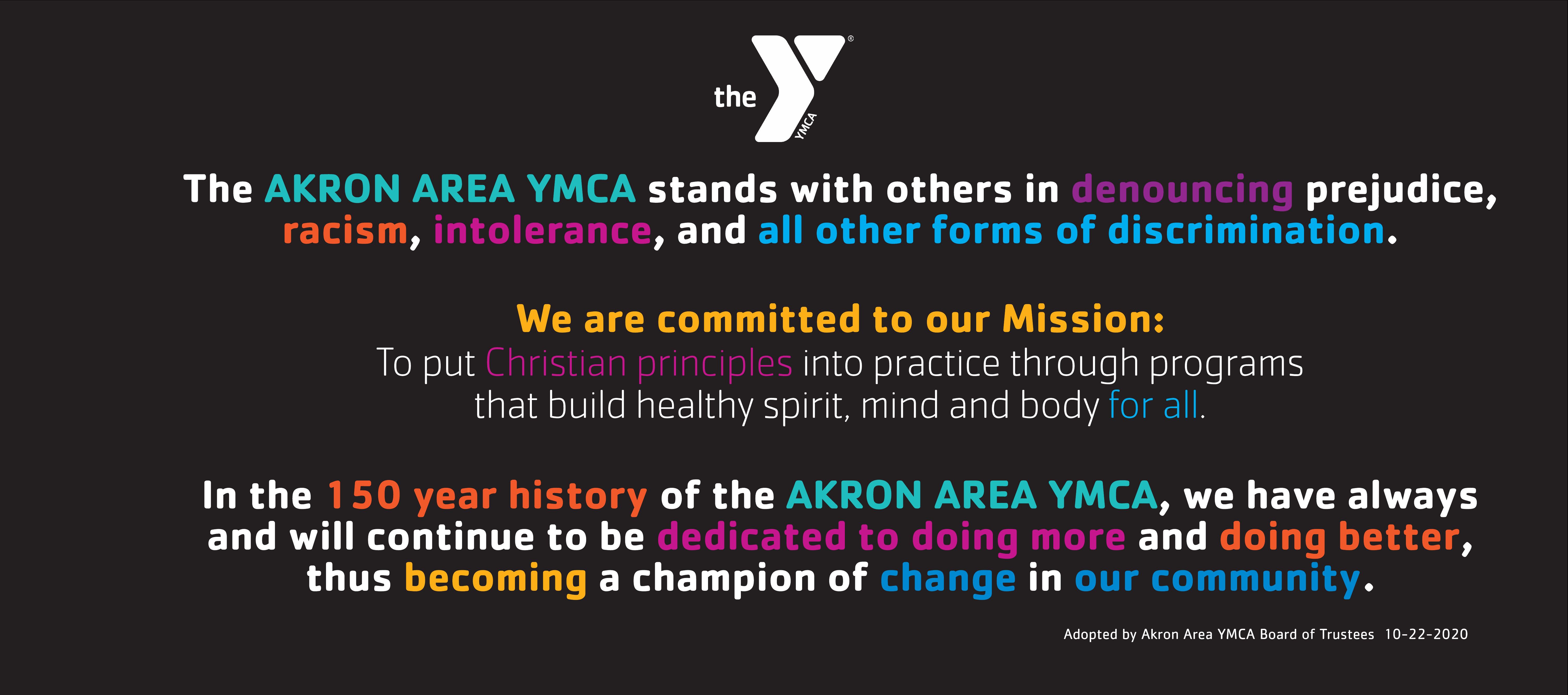 Diversity Equity and Inclusion statement from the Akron Area YMCA